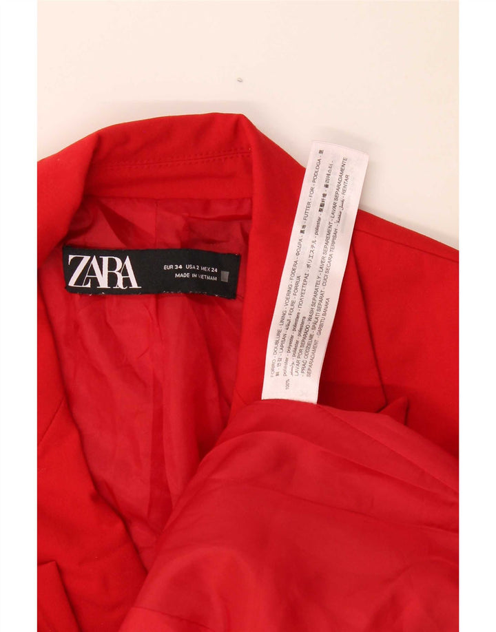 Zara Γυναικείο Μπουφάν μπλέιζερ με 1 κουμπί EU 34 2XS Κόκκινο Πολυεστέρας