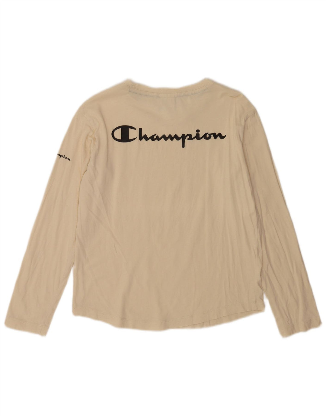 Champion Womens Graphic Top μακρυμάνικο UK 10 Small Off White