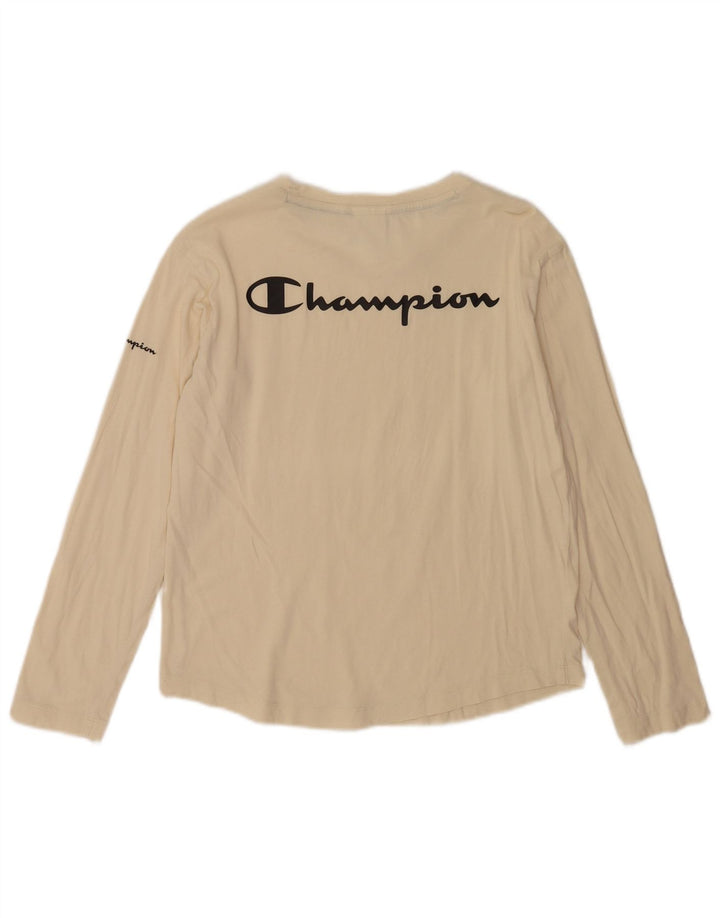 Champion Womens Graphic Top μακρυμάνικο UK 10 Small Off White