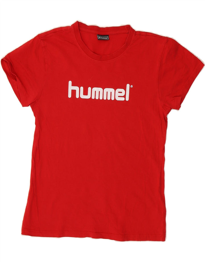 HUMMEL Womens Graphic T-Shirt Top UK 14 Medium Red Cotton Vintage Hummel and Second-Hand Hummel from Messina Hembry 