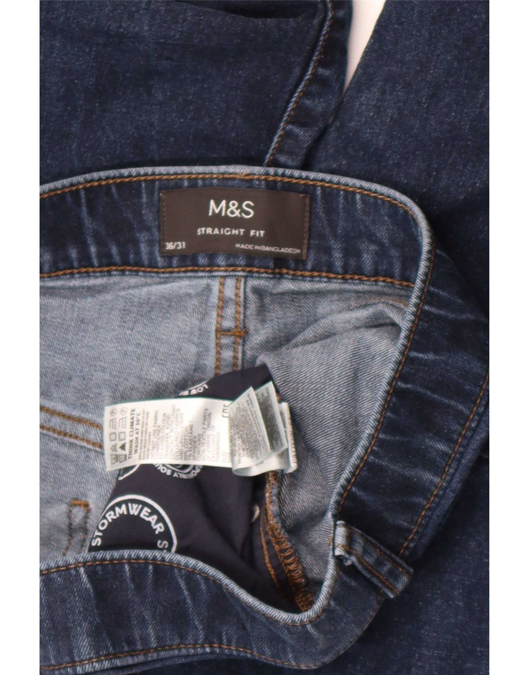 Ανδρικό τζιν ίσιο Marks & Spencer W36 L28 Navy Blue Cotton