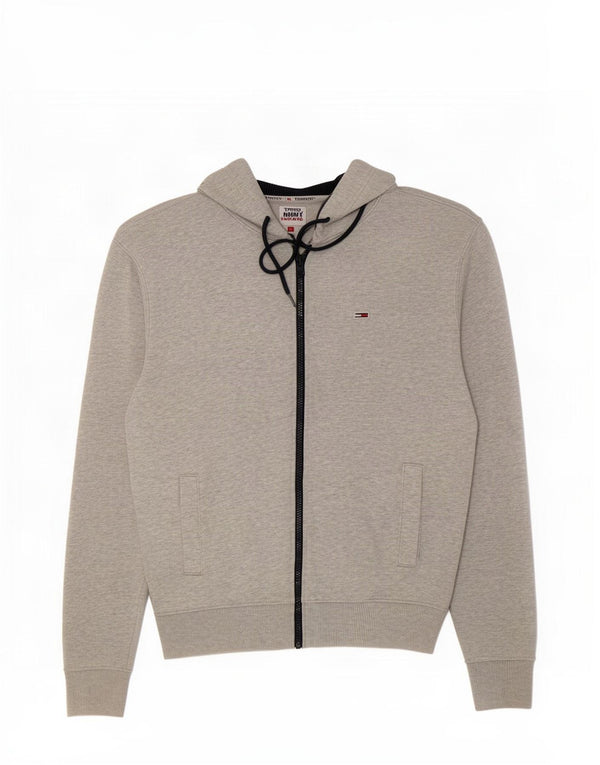 Tommy Hilfiger Mens Graphic Zip Hoodie Sweater Medium Grey Flecked Cotton