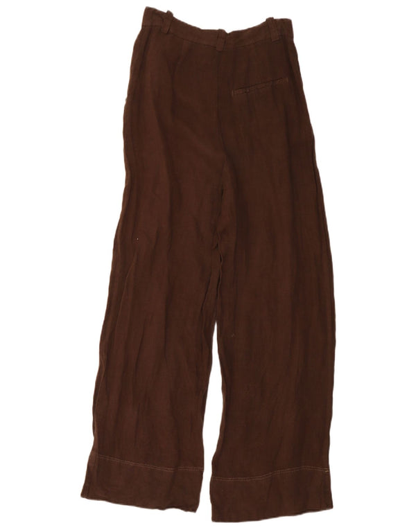 Zara γυναικείο παντελόνι Chino με ψηλόμεσο φαρδύ πόδι XS W24 L30 καφέ λινό