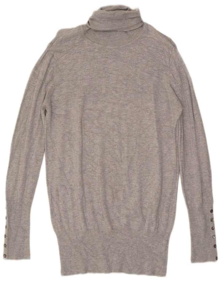Zara Γυναικείο πουλόβερ με ρολό λαιμόκοψη UK 14 Large Grey Rayon