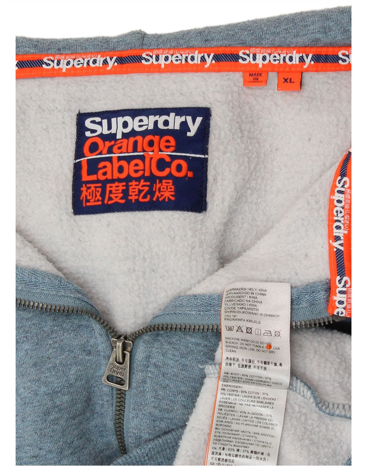 Ανδρικό πουλόβερ με κουκούλα με φερμουάρ SUPERDRY XL Μπλε βαμβακερό