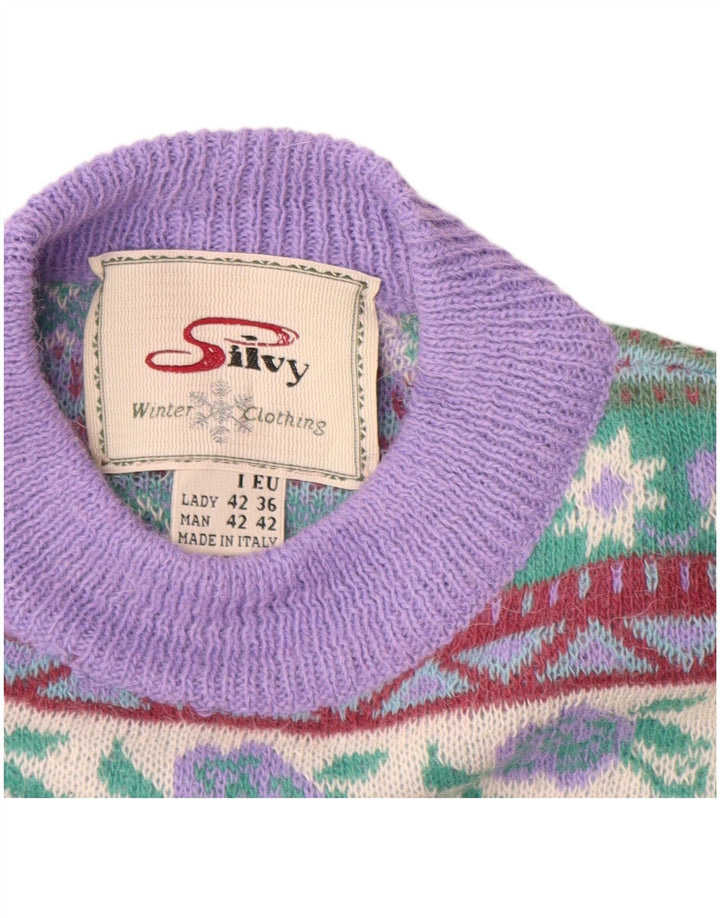 SILVY Γυναικείο πουλόβερ με λαιμόκοψη IT 42 Medium Purple Fair Isle