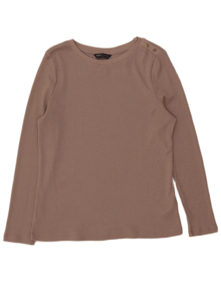 Marks & Spencer Γυναικείο τοπ μακρυμάνικο UK 14 Medium Beige Πολυεστέρας