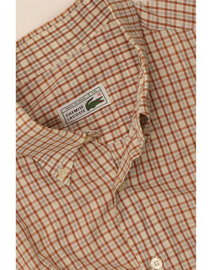 Ανδρικό κοντομάνικο πουκάμισο Lacoste 2XL καφέ καρό