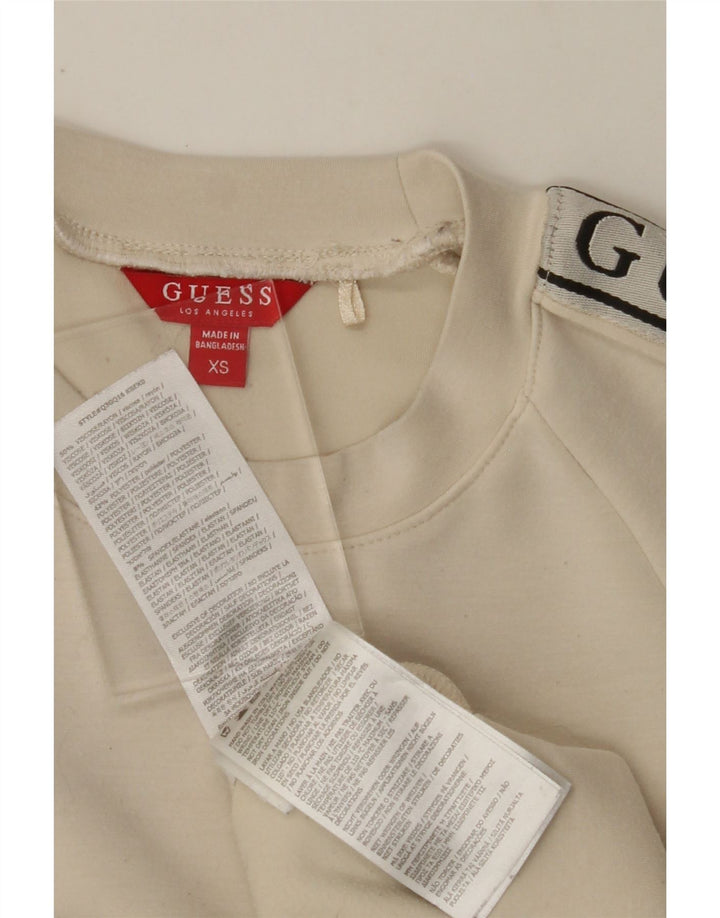 GUESS Womens Oversized Graphic Sweatshirt Jumper UK 6 XS Off White Vintage Guess and Second-Hand Guess from Messina Hembry 