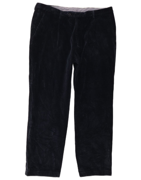 BIANCHI Ανδρικό ίσιο κοτλέ παντελόνι IT 52 XL W34 L27 Navy Blue Cotton