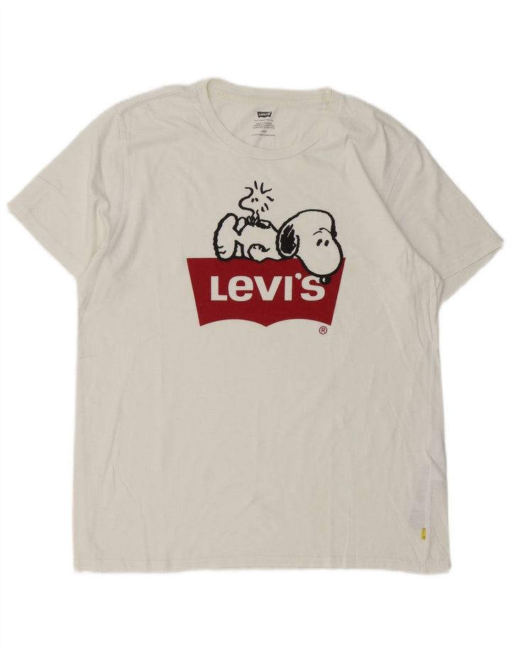 Μπλουζάκι Levi's Mens Peanuts Graphic T-Shirt Top μεγάλο λευκό βαμβακερό