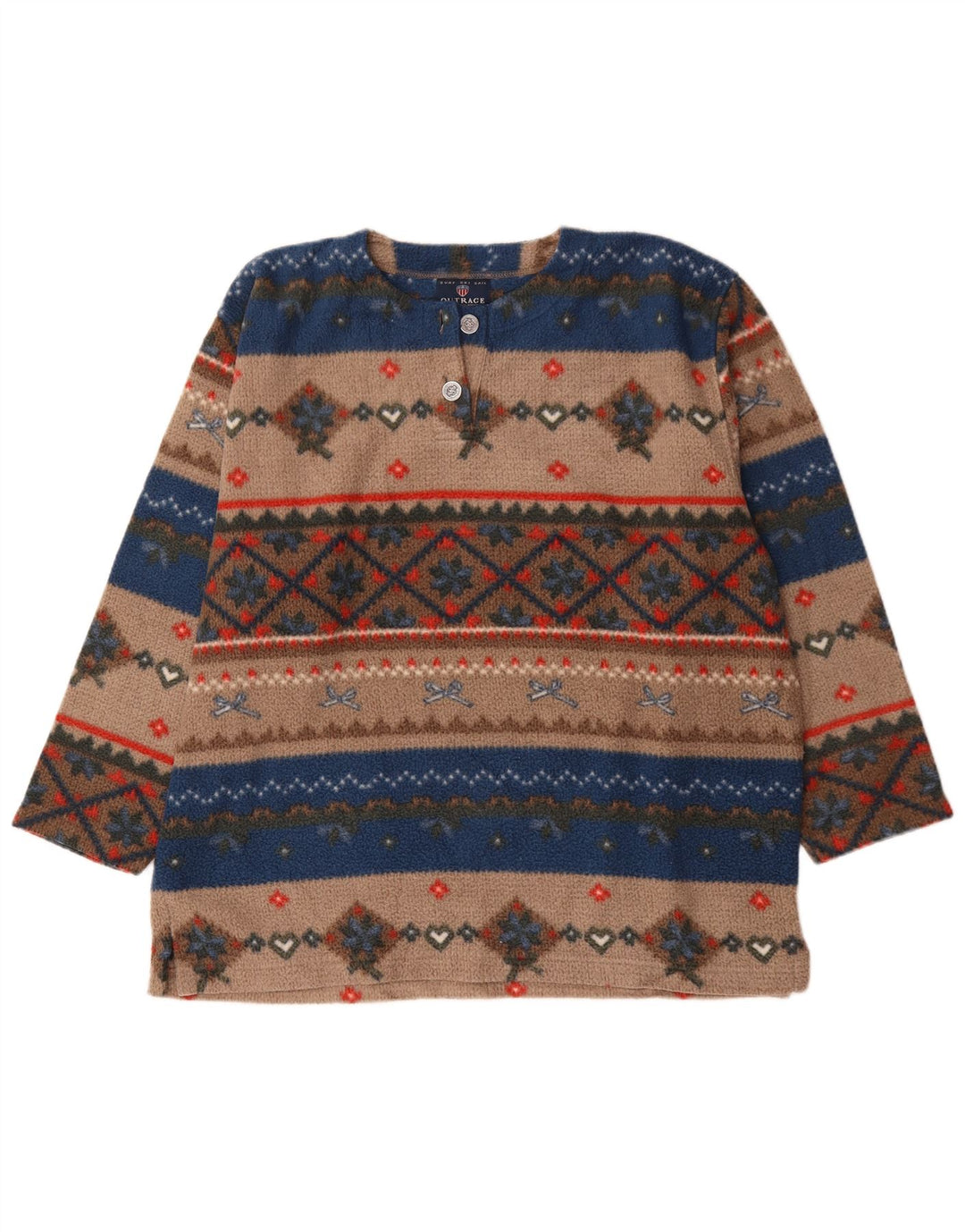Vintage Ανδρικό Fleece Jumper Μεγάλο πολύχρωμο Fair Isle Polyester