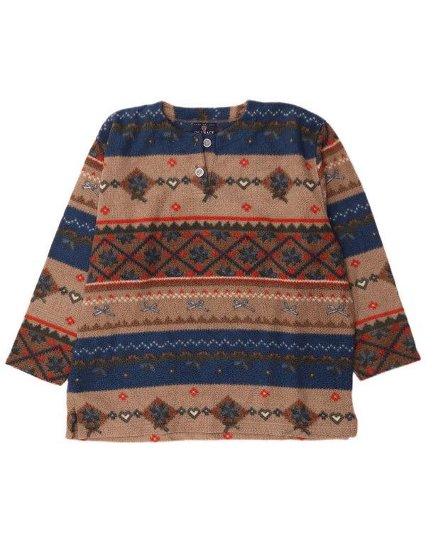 Vintage Ανδρικό Fleece Jumper Μεγάλο πολύχρωμο Fair Isle Polyester
