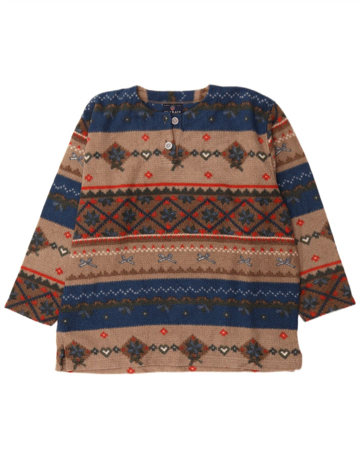 Vintage Ανδρικό Fleece Jumper Μεγάλο πολύχρωμο Fair Isle Polyester