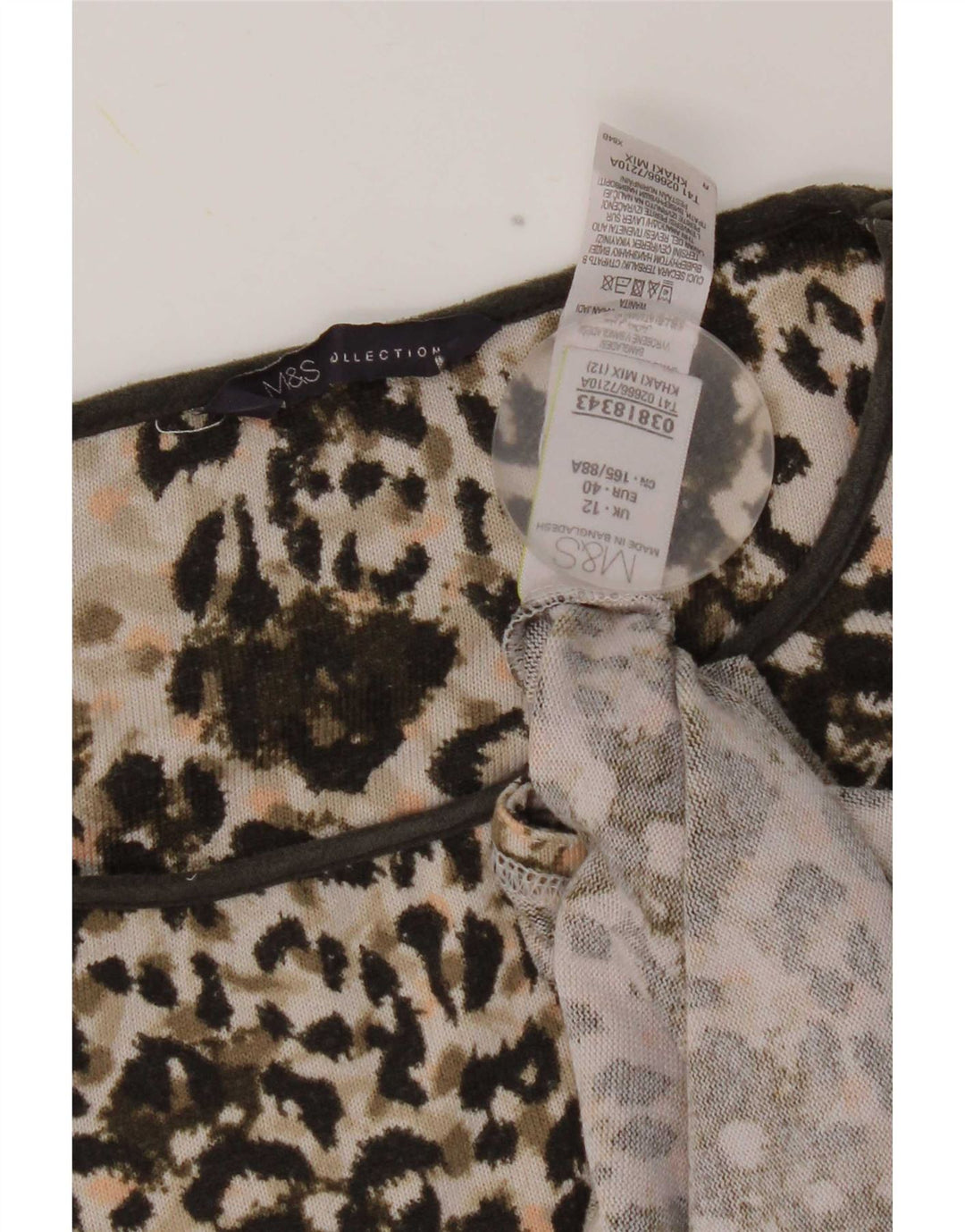 Marks & Spencer Γυναικείο Τοπ UK 12 Medium Khaki Animal Print
