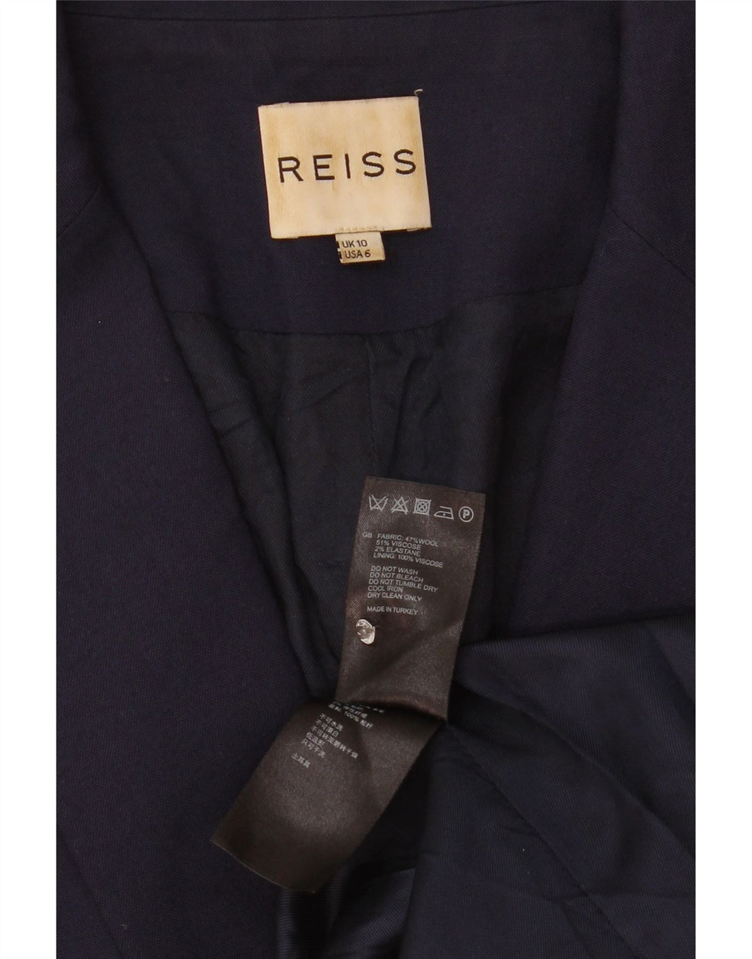Reiss Γυναικείο μπουφάν σακάκι 1 κουμπιού UK 10 Small Navy Blue Viscose