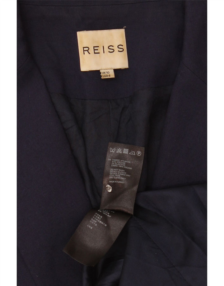 Reiss Γυναικείο μπουφάν σακάκι 1 κουμπιού UK 10 Small Navy Blue Viscose