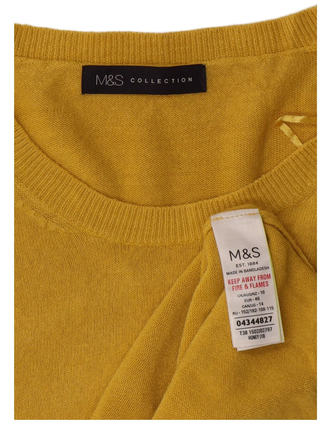 MARKS & SPENCER Γυναικείο πουλόβερ με λαιμόκοψη UK 18 XL Κίτρινο Ακρυλικό