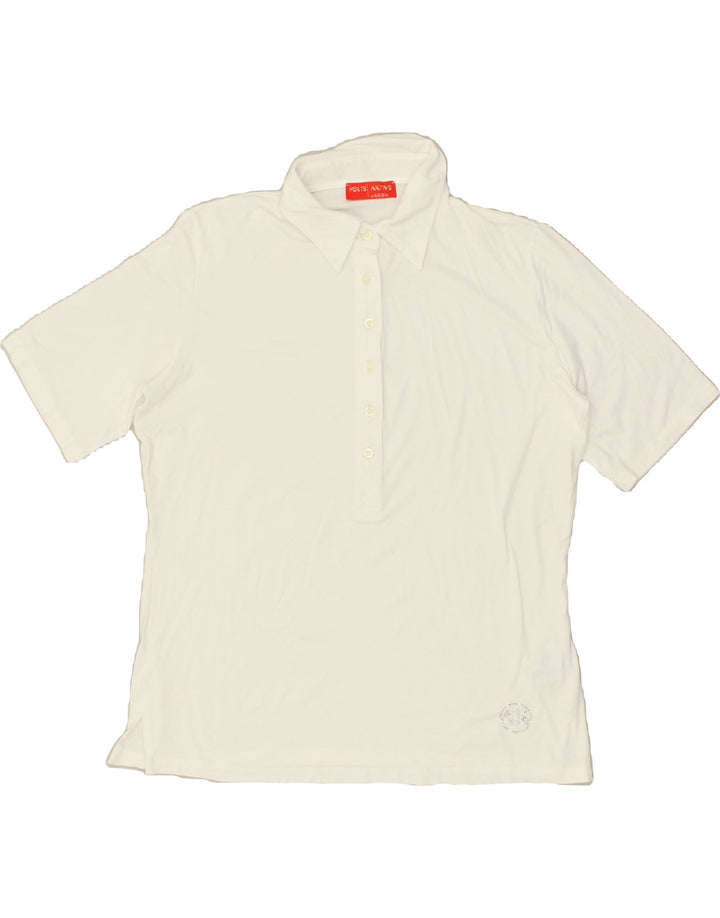 PERTE BY KRIZIA Womens Polo Shirt UK 16 Large White Viscose | Vintage Perte by Krizia | Thrift | Second-Hand Perte by Krizia | Used Clothing | Messina Hembry 