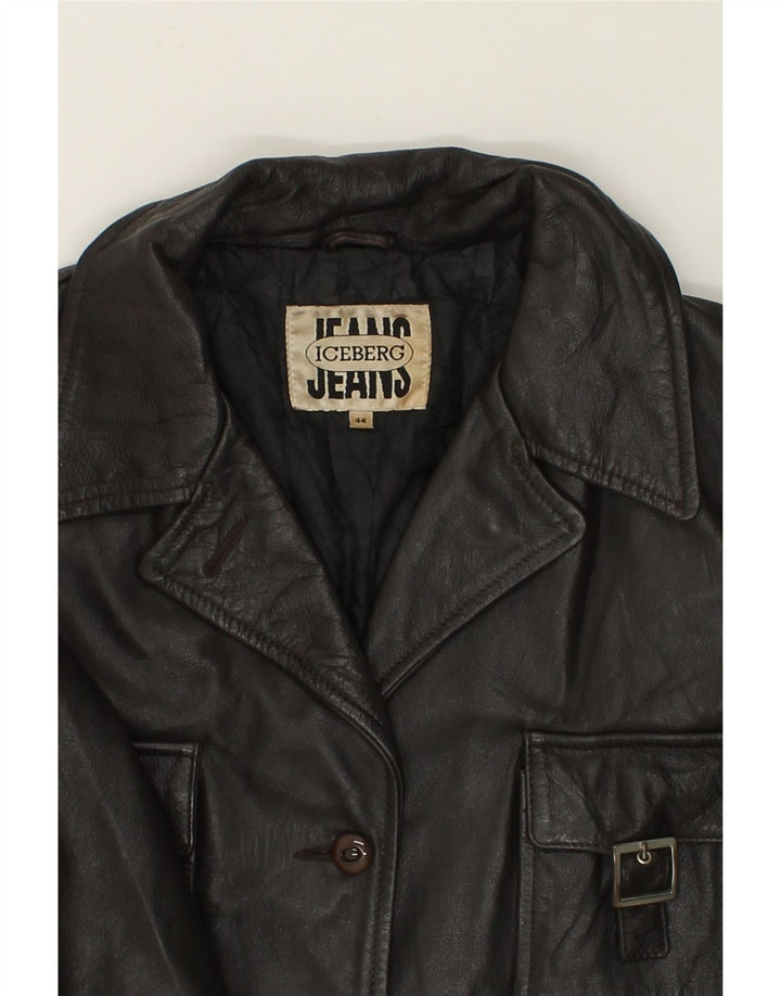 ICEBERG Womens Leather Coat IT 44 Medium Brown Leather Vintage Iceberg and Second-Hand Iceberg from Messina Hembry 
