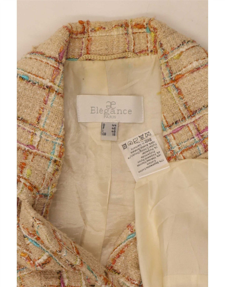 Elegance Γυναικείο Σακάκι Μπλέιζερ με 6 Κουμπιά UK 18 XL Beige Check Cotton