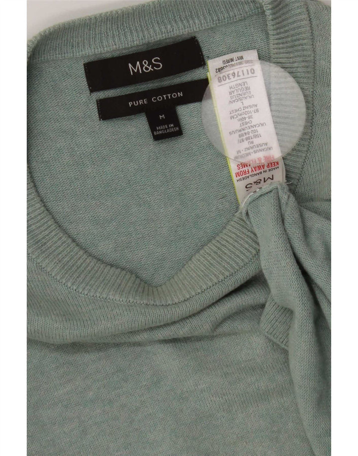 Ανδρικό πουλόβερ Marks & Spencer Boat Neck Jumper Μεσαίο πράσινο βαμβακερό