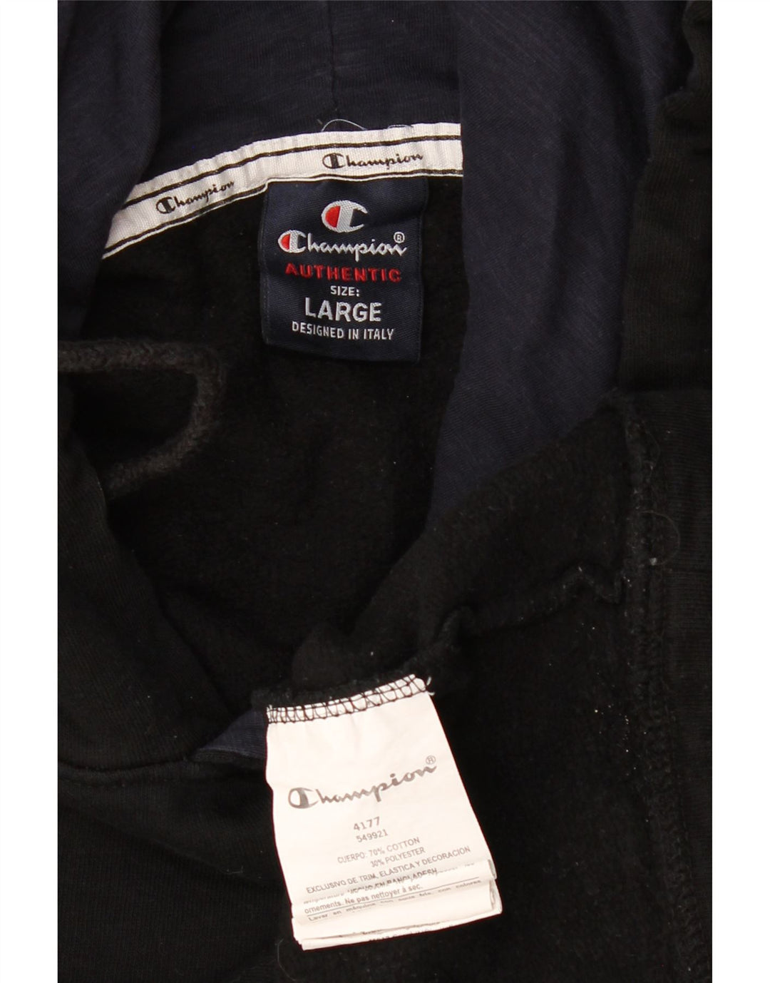 CHAMPION Ανδρικό γραφικό κουκούλα, μεγάλο μαύρο βαμβακερό