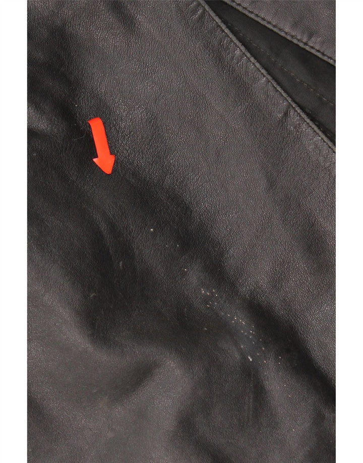 Vintage Γυναικείο Δερμάτινο Μπουφάν UK 16 Large Μαύρο Δερμάτινο