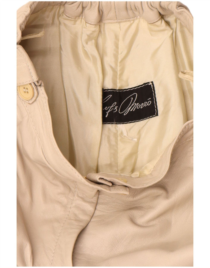 Vintage Γυναικείο Δερμάτινο Παντελόνι Κάπρι Cullotes W24 L14 Μπεζ