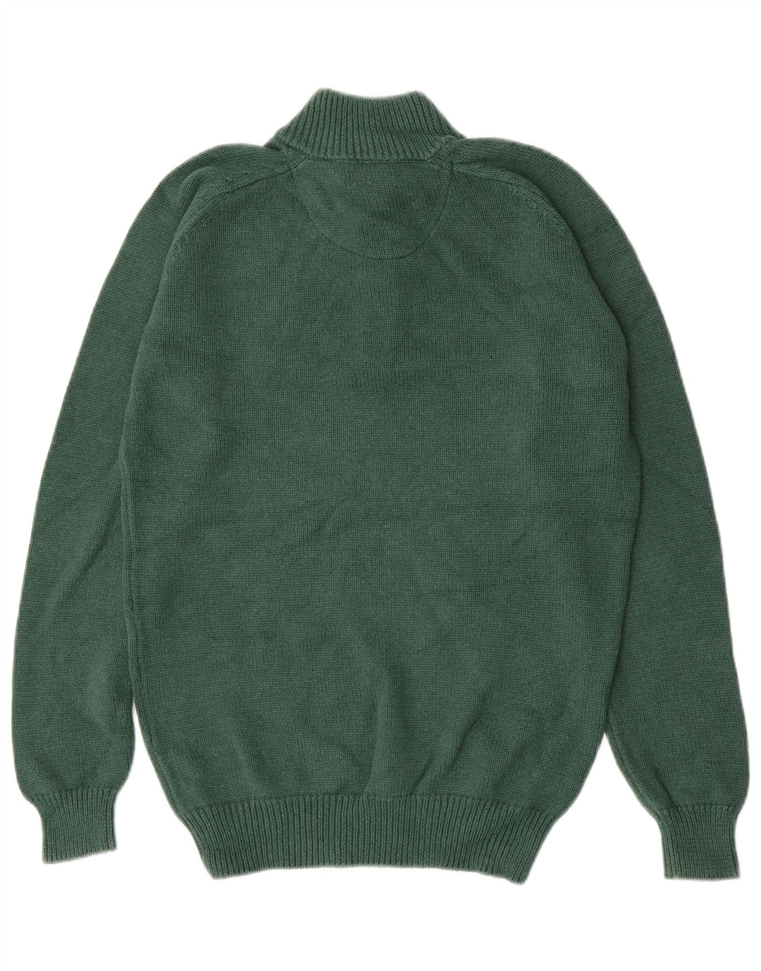Massimo Dutti Ανδρικό πουλόβερ με λαιμό με κουμπιά, μεγάλο πράσινο βαμβακερό