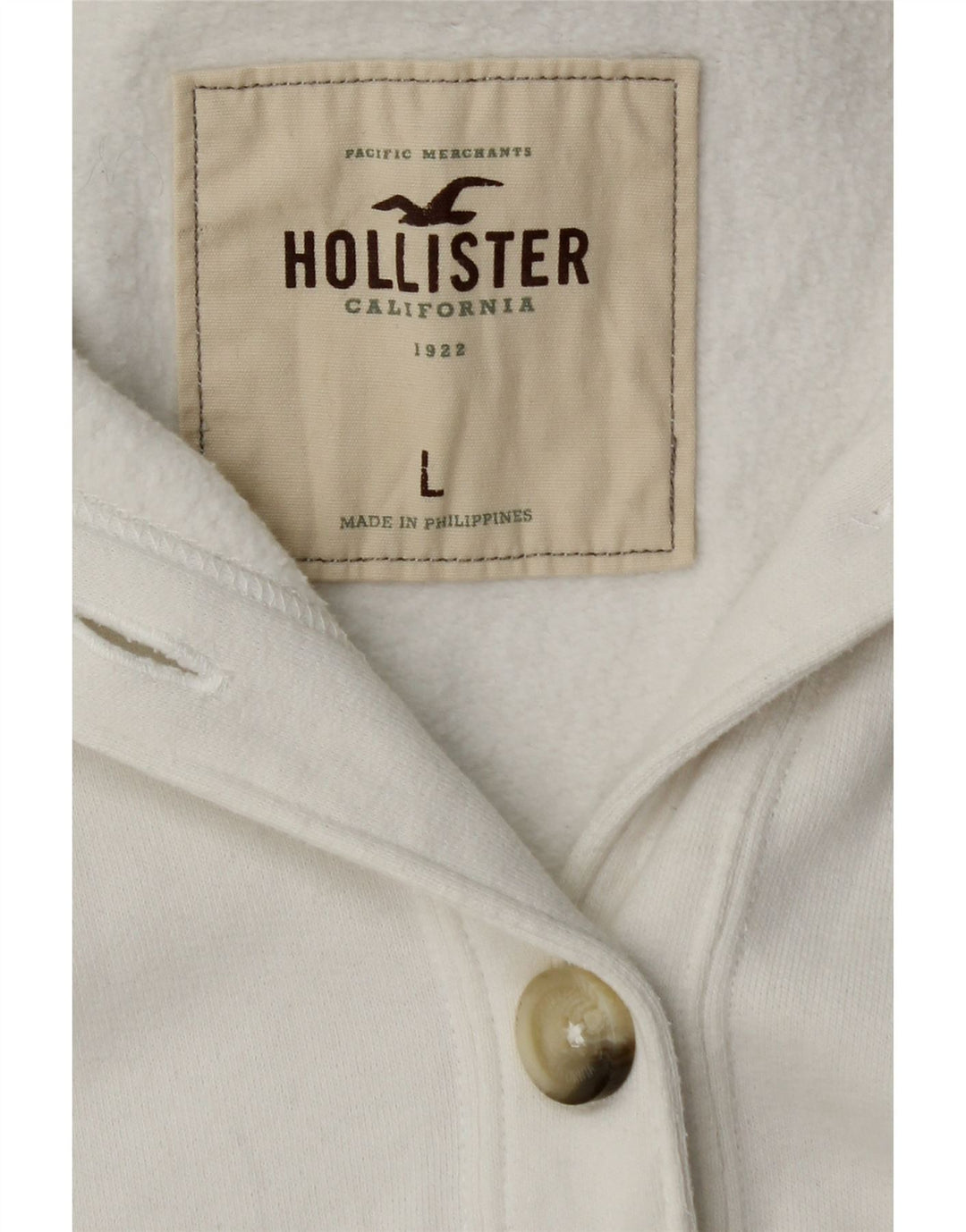 HOLLISTER Γυναικεία φόρμα φόρμας γραφικά Top Jacket UK 14 μεγάλο λευκό βαμβακερό