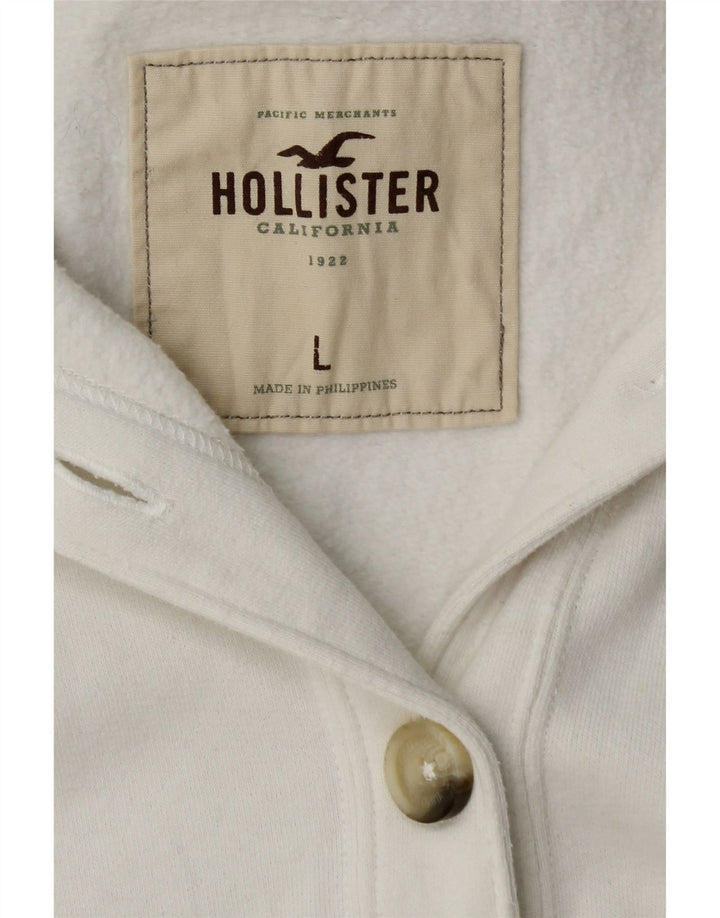 HOLLISTER Γυναικεία φόρμα φόρμας γραφικά Top Jacket UK 14 μεγάλο λευκό βαμβακερό