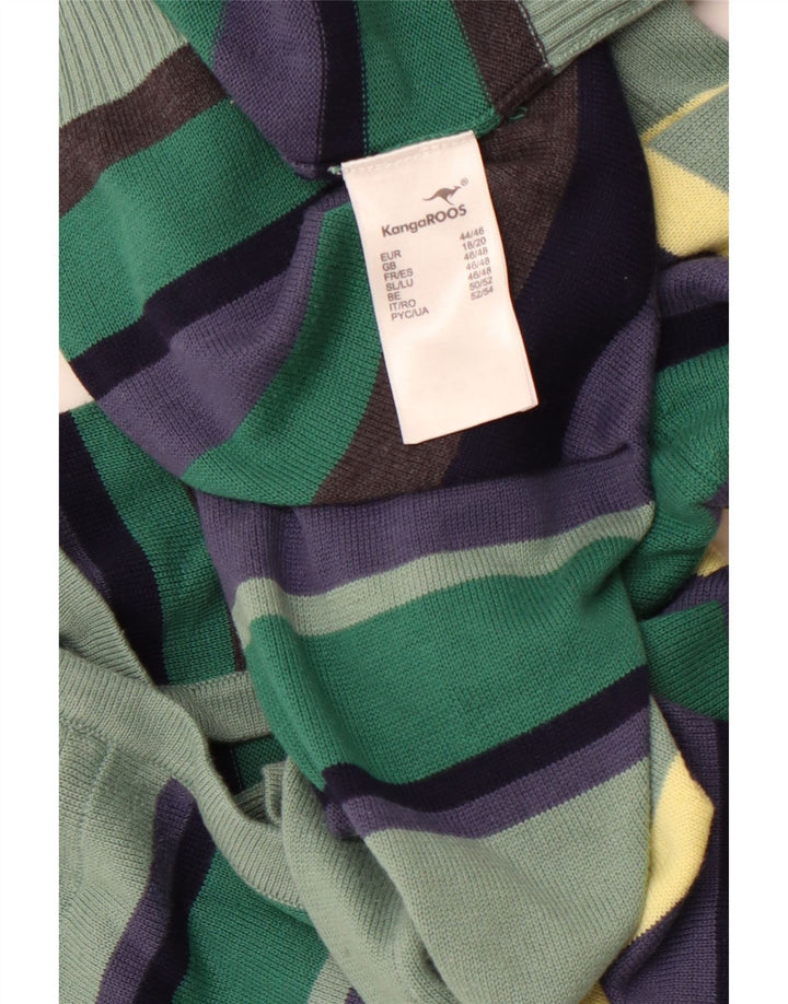 KANGAROOS Γυναικείο πουλόβερ ζακέτα με κουκούλα UK 18/20 XL πολύχρωμο ριγέ