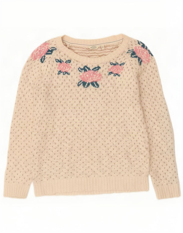 Fat Face Γυναικείο πουλόβερ με λαιμόκαυμα UK 10 Small Off White Floral