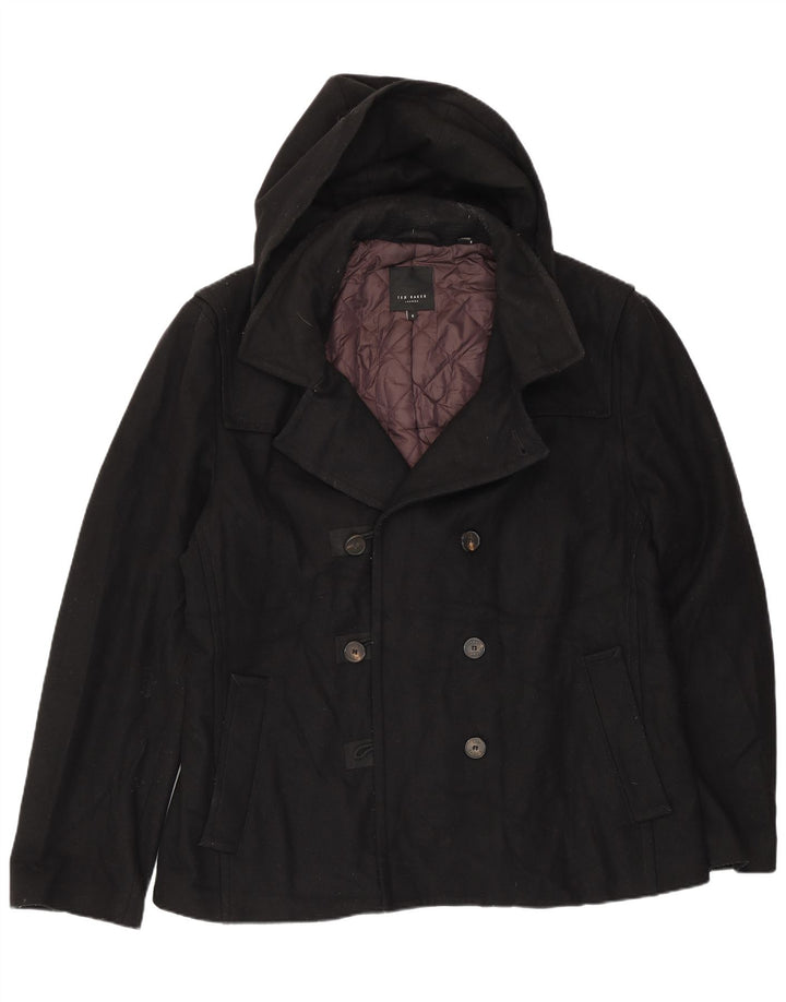 Ted Baker Ανδρικό παλτό με κουκούλα Pea Μέγεθος 6 XL Μαύρο Μαλλί