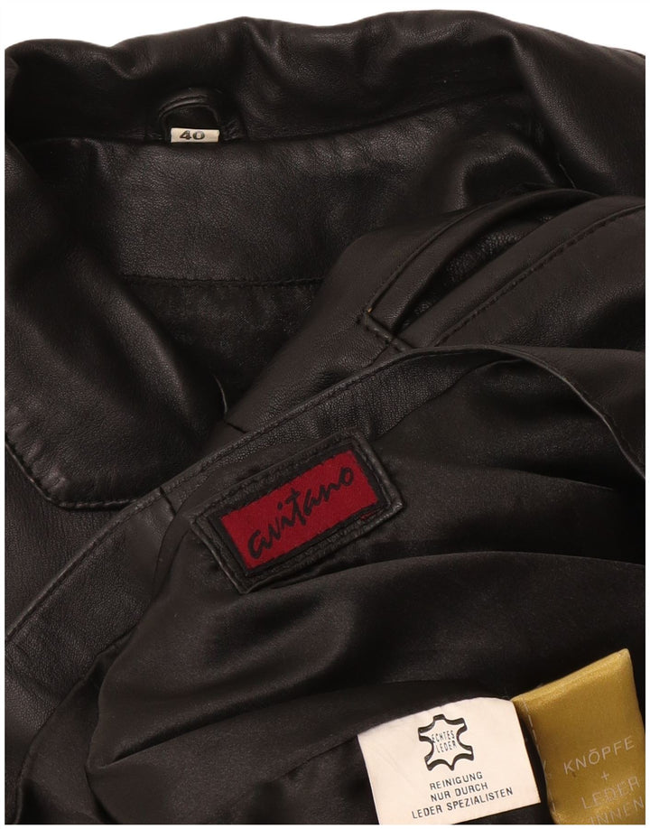 Avitano Γυναικείο δερμάτινο σακάκι με 3 κουμπιά, EU 40, μεσαίο μαύρο δέρμα