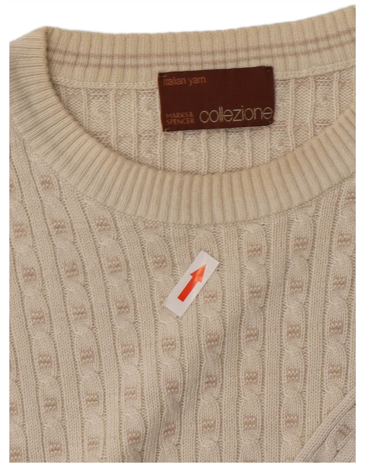 Ανδρικό πουλόβερ με λαιμόκοψη Marks & Spencer Ανδρικό ακρυλικό μεσαίο σε ανοιχτό λευκό