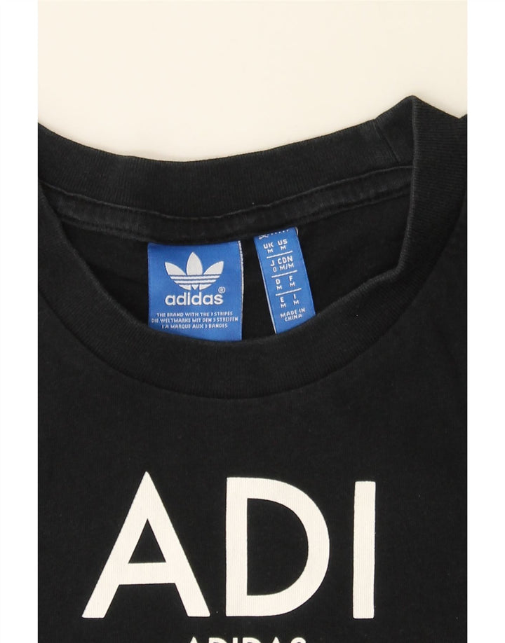 ADIDAS Mens Graphic T-Shirt Top Medium Black Cotton Vintage Adidas and Second-Hand Adidas from Messina Hembry 