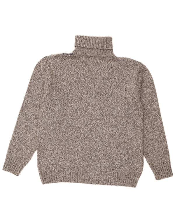 Vintage Ανδρικό πουλόβερ με ρολό λαιμόκοψη Μάλλινο μεγάλο γκρι ριγέ