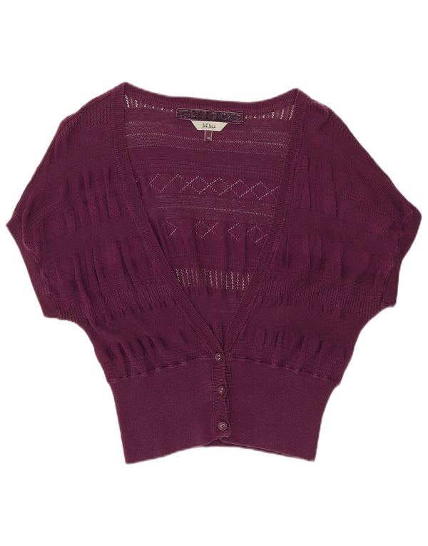 Γυναικείο χοντρό πρόσωπο με κοντό μανίκι Bolero Jumper UK 14 Μεγάλο μωβ βαμβακερό
