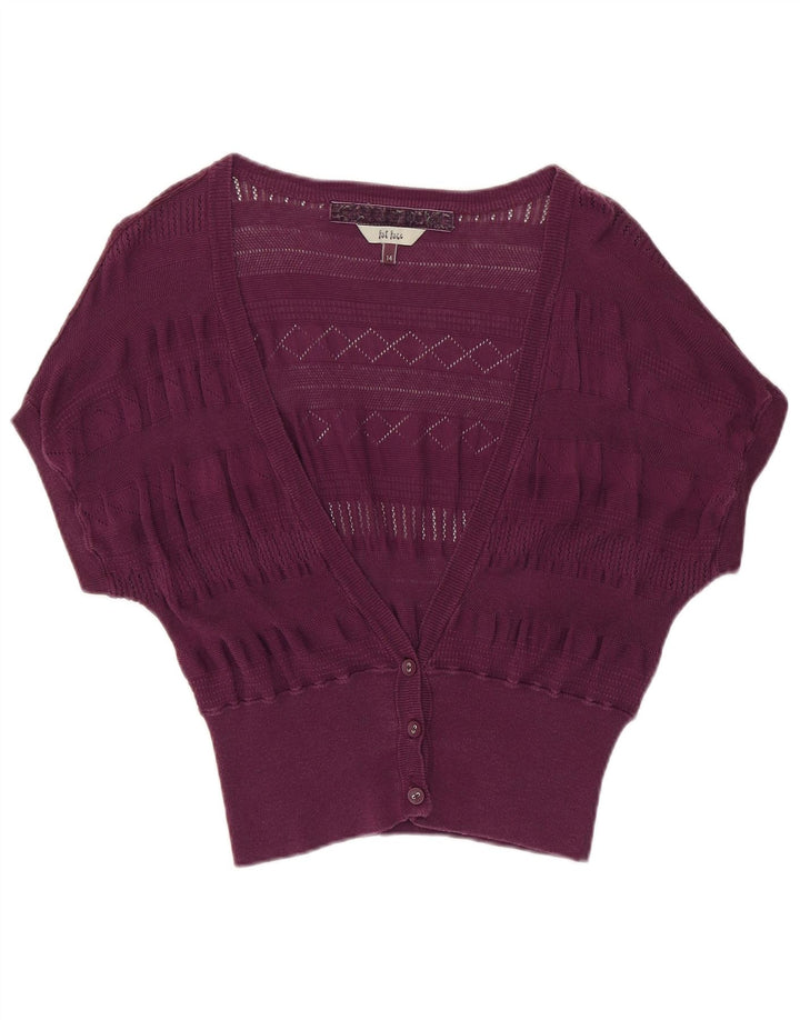 Γυναικείο χοντρό πρόσωπο με κοντό μανίκι Bolero Jumper UK 14 Μεγάλο μωβ βαμβακερό