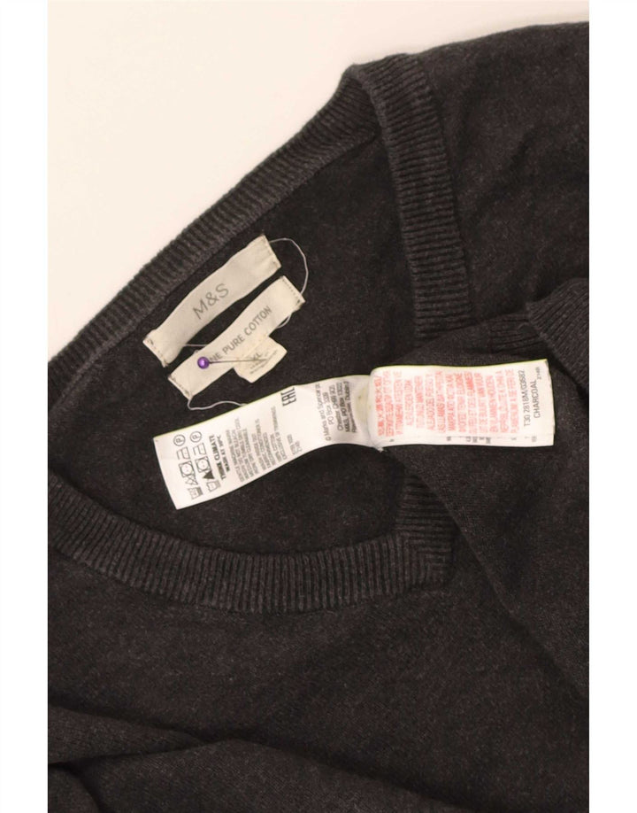 Ανδρικό πουλόβερ Marks & Spencer με V λαιμόκοψη XL Γκρι βαμβακερό