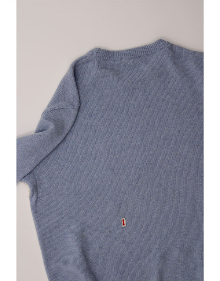 VINTAGE Mens Crew Neck Jumper Sweater IT 48 Small Blue Argyle/Diamond Wool Vintage Vintage and Second-Hand Vintage from Messina Hembry 