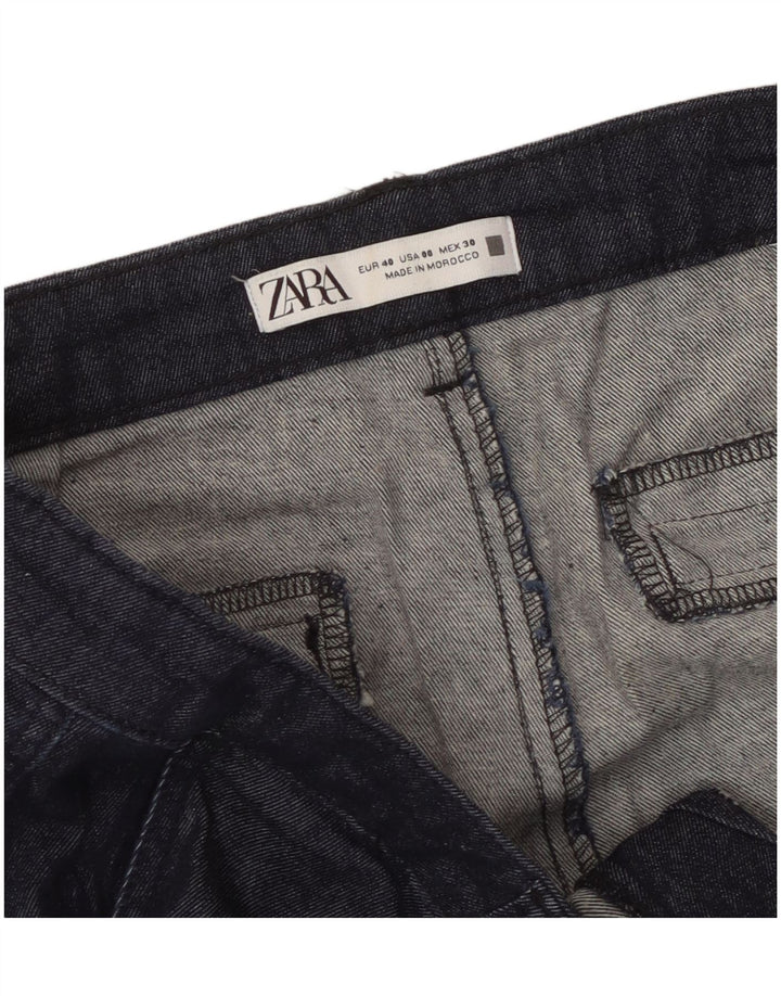 Zara Γυναικείο Cropped Παντελόνι EU 40 Medium W30 L25 Navy Blue