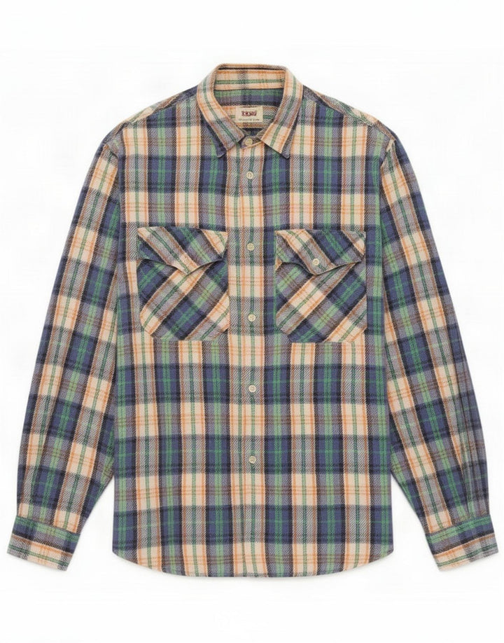 Ανδρικό πουκάμισο Sisley Relaxed Elegance Flannel Large Blue καρό