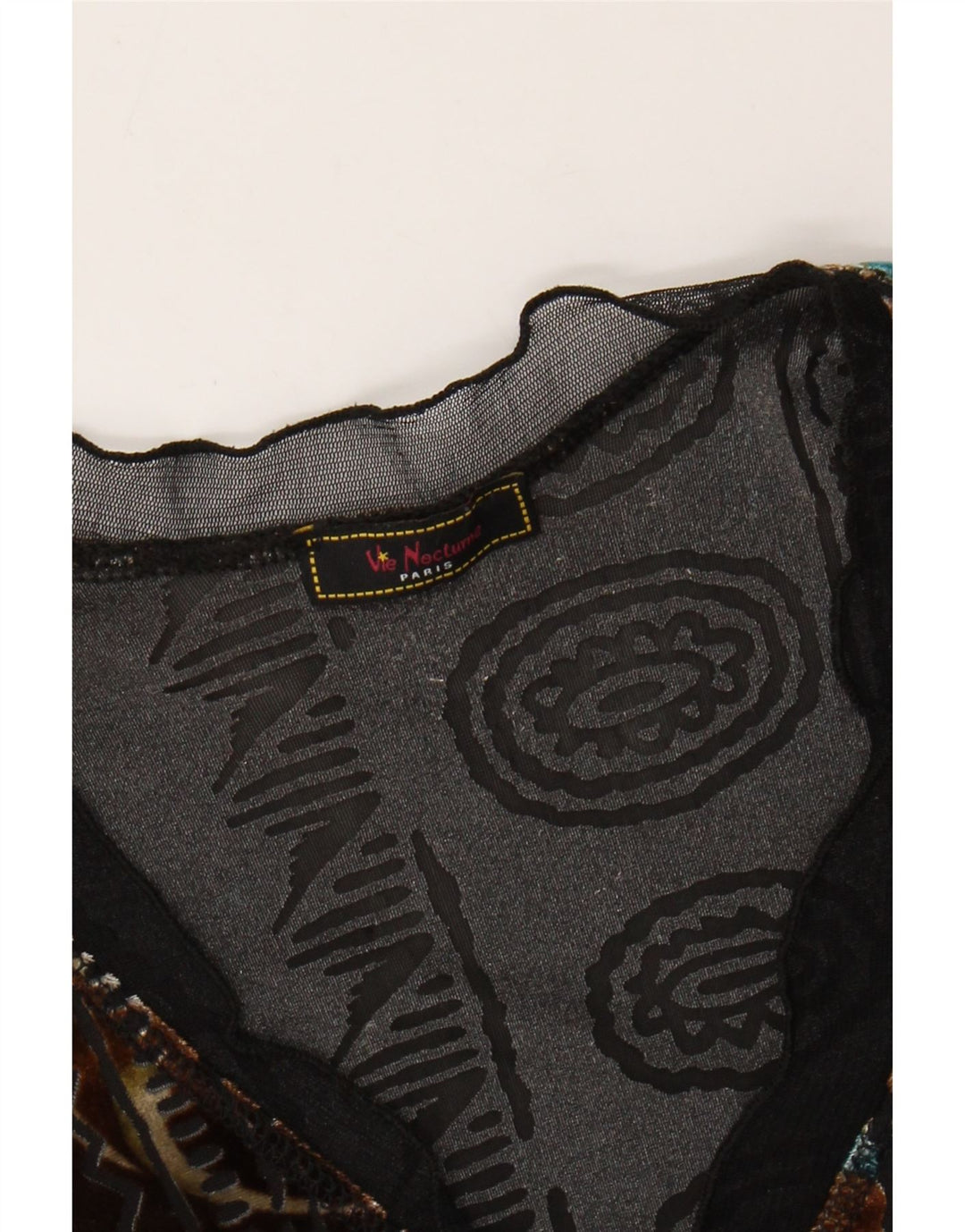 Vintage γυναικείο βελούδινο τοπ μακρυμάνικο UK 6 XS πολύχρωμο φλοράλ