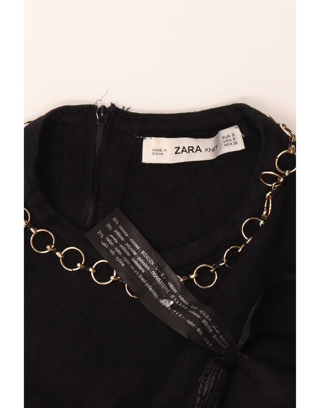 Zara Γυναικεία Μπλούζα Crop Top UK 10 Small Black Viscose
