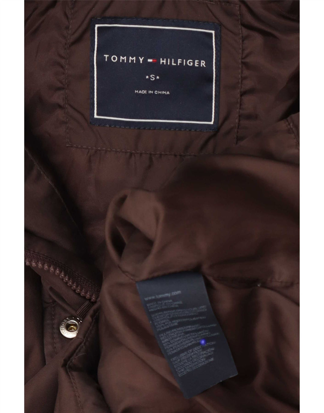 Tommy Hilfiger γυναικείο μπουφάν με κουκούλα UK 10 Μικρό καφέ πολυεστέρας