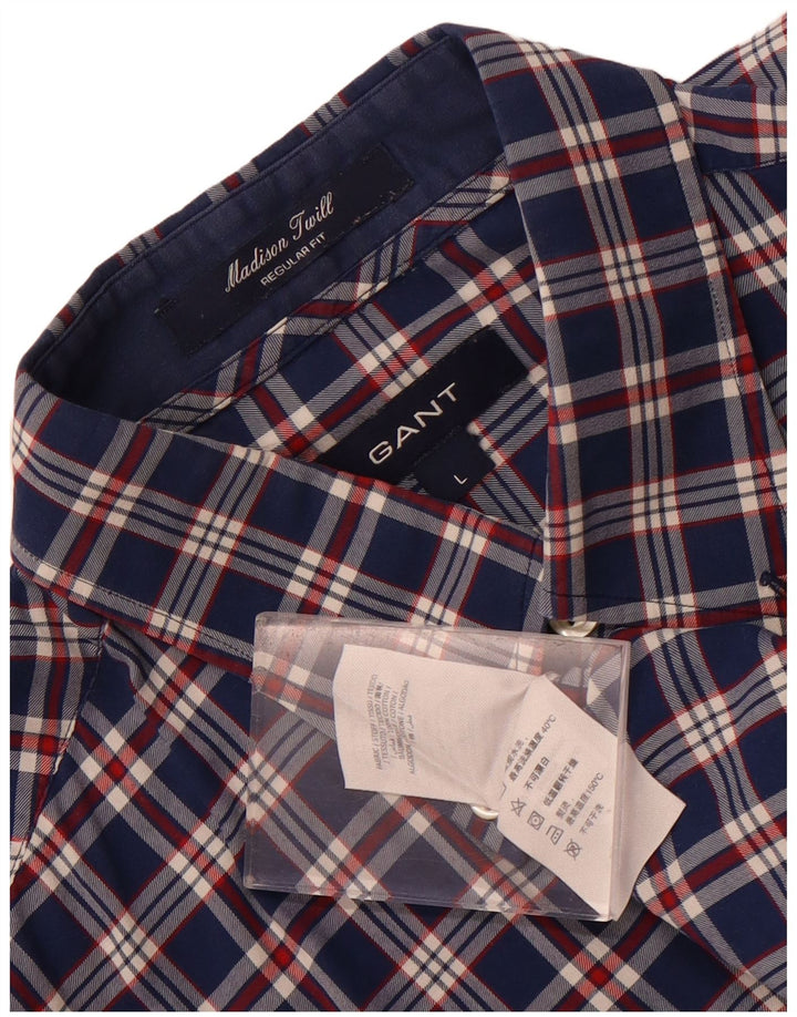 Ανδρικό πουκάμισο Gant Madison Regular Fit Large Navy Blue Check Cotton