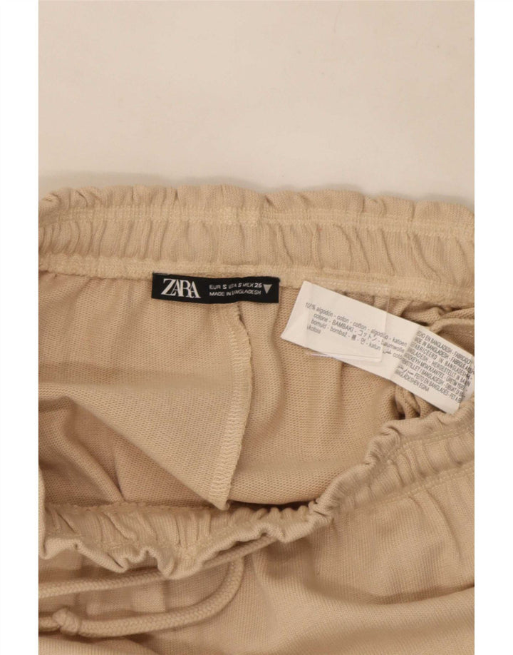 Zara Γυναικεία Μίντι Φούστα Μικρή W26 Μπεζ Βαμβακερή